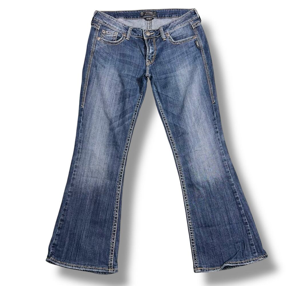 Silver Jeans Womens Eden Fit Bootcut Denim Blue Jeans Dark Wash Low Rise W30